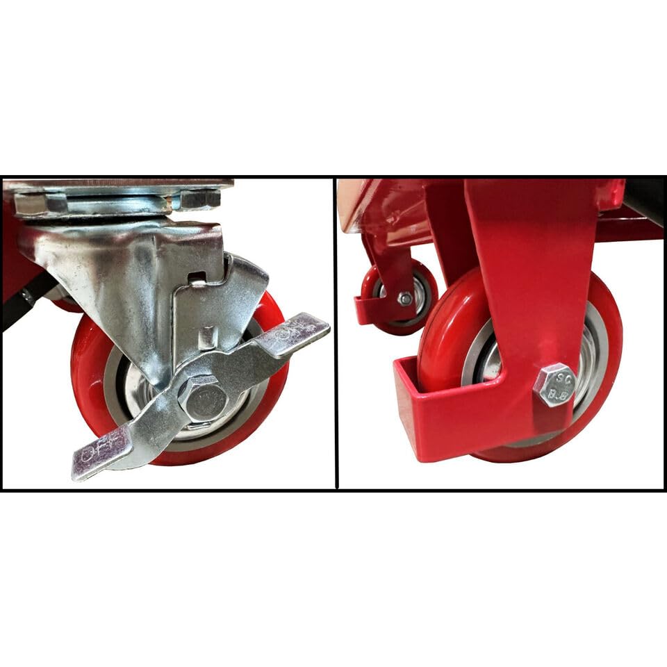 Premium Scissor Lift Table Cart, 500 lb. Cap, 27.75" L x 17.75" W, 8.25" - 28.5" H, Pake Handling Tools (Premium 500lbs Lift Cart) Pake Handling Tools