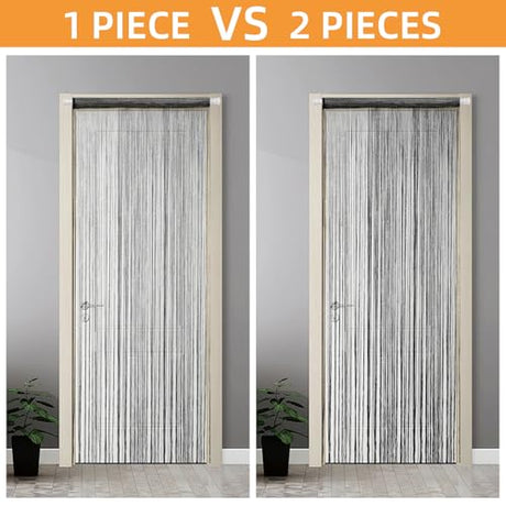 4 Pieces Glitter String Curtains Doorway Beads Curtains, 39 x 79 Inch Hanging Fringe Hippie Room Divider Door String Curtain Boho Doors Tassel for Doorways, Windows, Closet, Privacy Decor (Black) VavoStocks
