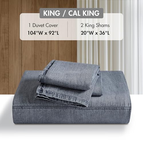 Woolrich King Duvet Cover Set Cotton Stone Washed, Oversized Duvet Cover for King Size Bed, All Season Soft King Size Bedding Cover, McKenzie, King/Cal King Blue 3 Piece Woolrich John Rich & Bros.