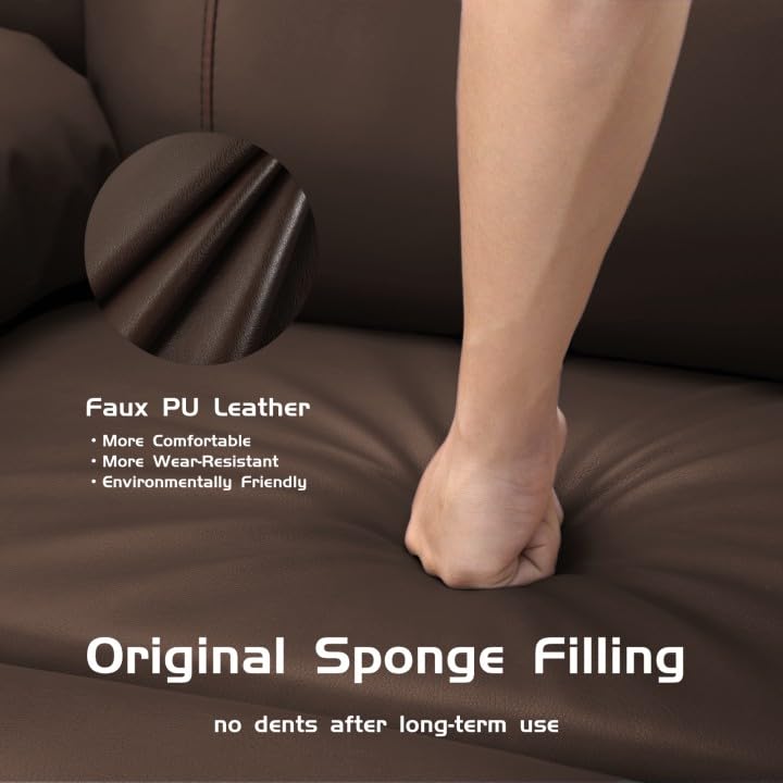 GarveeHome Recliner Chairs, Classic Manual Leather Recliner, Home Theater Seating with Lumbar & Arms Support for Living Room, Bedroom and Nursery - Espresso Brown GarveeHome