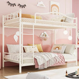 GarveeHome Bunk Bed Twin Over Twin, Heavy Duty Metal Bunk Bed with Safety Guardrail & Ladder, 400 LBS Weight Capacity, Space-Saving Design, Noise Free, No Box Spring Needed, Easy Assemble GarveeHome