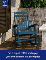 YEFU Outdoor Rocking Chair Oversized,Seat Depth 22",Backrest Height 31",Patio Poly Wide Rocker Chair with 380lbs Weight Capacity,Weather Resistant,for Lawn,Porch,Backyard,Indoor and Garden(Navy Blue) YEFU