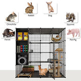YITAHOME Large Cat Cage with Storage Cube DIY Indoor Catio Cat Enclosures Metal Cat Playpen with Large Hammock for 1-4 Cats 4 Tiers Cat Kennel YITAHOME