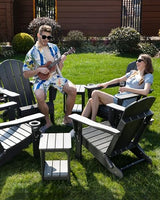 Serique Folding Adirondack Chair Wood Texture, Patio Chair Weather Resistant, Outdoor Chair, Lawn Chair with Cup Holder, Fire Pit Chair for Deck, Outdoor, Porch, Backyard, Garden (Grey) Serique