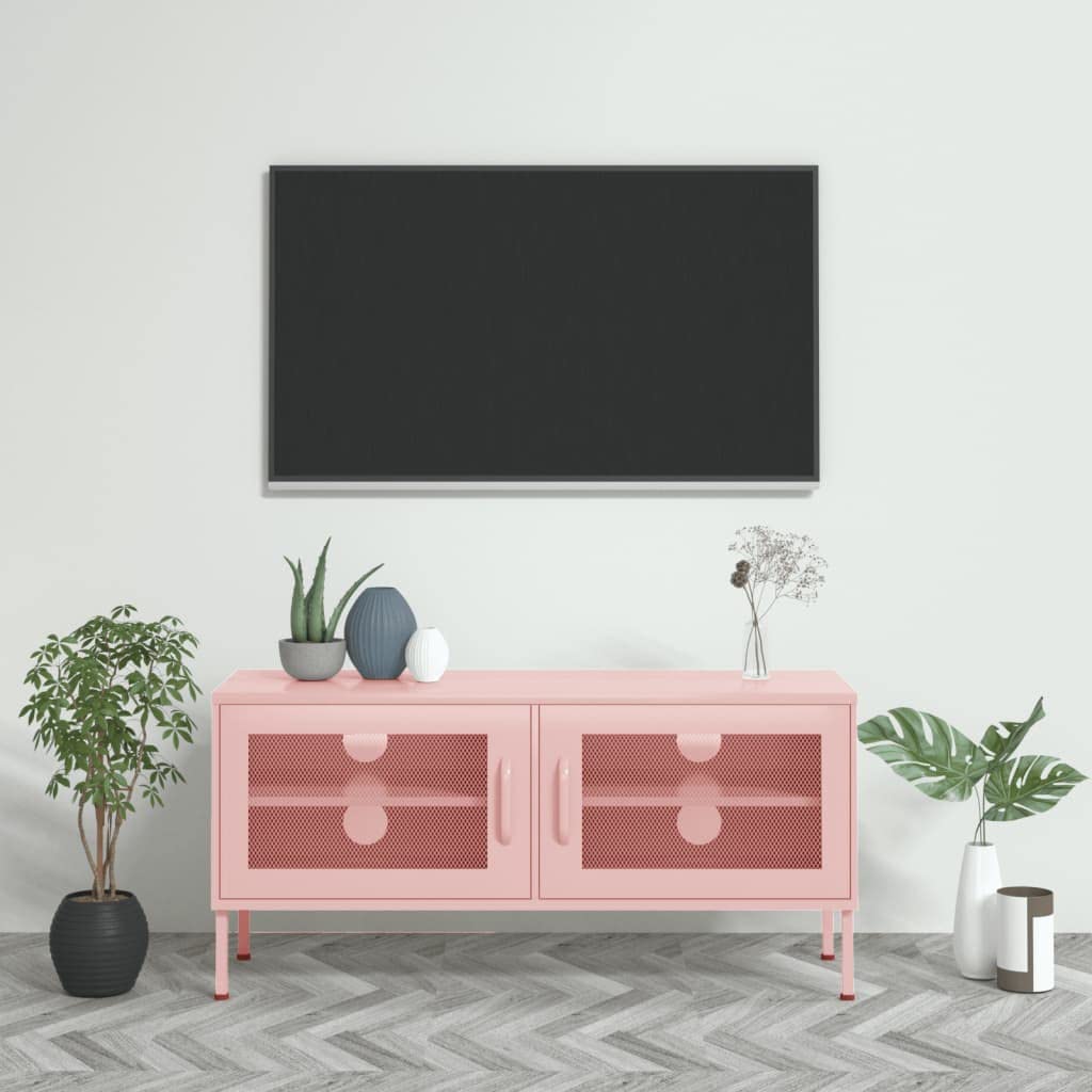 KTHLBRH (Lightning delivery) TV Stand,Gaming TV Entertainment Center Living Room, for Magazine,Book,Multimedia Devices TV Cabinet Pink 41.3"x13.8"x19.7" Steel KTHLBRH