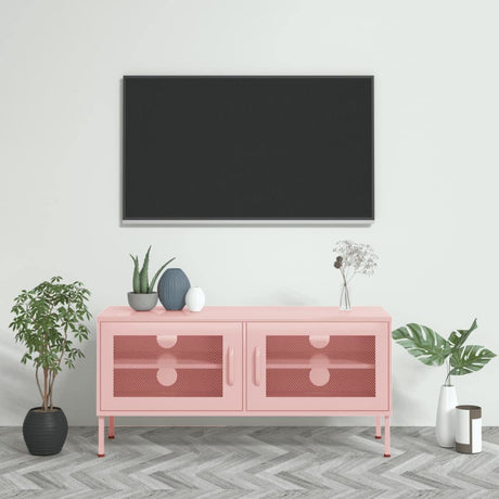 KTHLBRH (Lightning delivery) TV Stand,Gaming TV Entertainment Center Living Room, for Magazine,Book,Multimedia Devices TV Cabinet Pink 41.3"x13.8"x19.7" Steel KTHLBRH