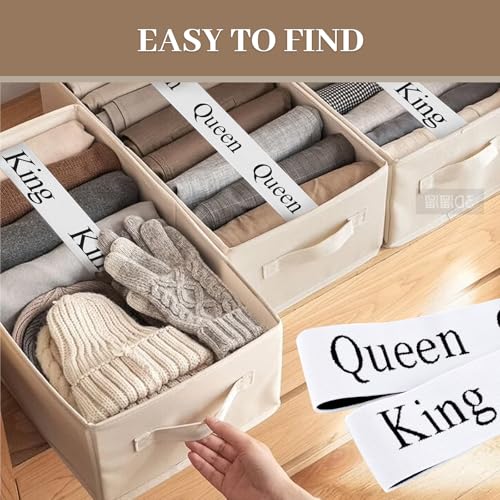 Meatykui 20 Pieces Bed Sheet Organizer Bands, Bed Sheet Size Label Bands for Linen Closet Organizers and Storage, Elastic Bedding Bands Labels for Organizing Bed Sheets (King Queen Twin Full) Meatykui