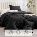 EXQ Home Waffle Comforter Queen Size - Super Soft Embossed Design Comforter Set 3 Pieces, Black 3D Diamond Pattern Bedding Set,Winter Warm Bed Set,1 Comforter with 2 Pillowcases EXQ Home