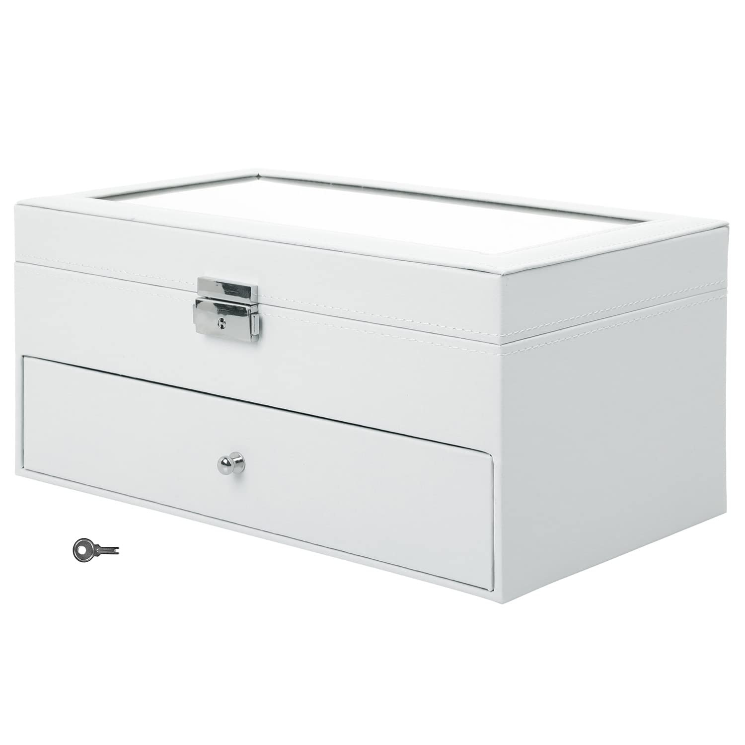 MyGift Deluxe White Wood Sunglasses Organizer - Thumbnail 3