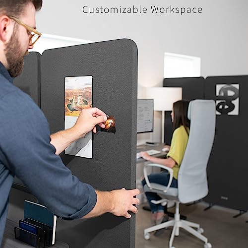 VIVO Freestanding 72 x 66 inch Privacy Panel, Cubicle Divider, Acoustic Wall Partition, x3 24 inch Panels, Dark Gray, PP-3-T072D VIVO