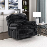 Lexicon Manual Glider Recliner Chair, Corduroy Manual Tab Pull Reclining Chair with Pillow Top Arms, Plush Cushions, Cozy Theater-Style Accent for Living Room/Bedroom, Easy Assembly, Black