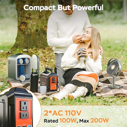 Portable Power Station 100W MARBERO Camping Solar Generator 167Wh Power Bank with AC Outlet 110V with Multi-Output LED Flashlights for CPAP Home Camping Hurricane Emergency - WoodArtSupply