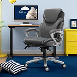 Serta Bryce Executive Office Chair, Ergonomic Computer DeskChairs with Patented AIR Lumbar Support, Comfy Body Pillows, Height Adjustable, Swivel Base with Wheels, Bonded Leather, Gray Serta