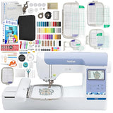 Brother PE900 5" x 7" Embroidery Machine with 5 Piece Embroidery Hoop Bundle & 230+ Accessory Kit