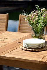 Amazonia Berlin 9-Piece Rectangular Extendable Patio Dining Set | Teak Finish | Ideal for Outdoors and Indoors Amazonia