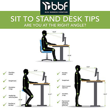 Bush Business Furniture Move 60 Electric Ergonomic Sit-Stand Computer Table for Home and Professional Office, 72W x 30D, Mocha Cherry with Black Base - WoodArtSupply