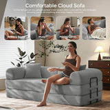 SAVENICA 79" Convertible Floor Sofa Bed, 5-in-1 Modular Sleeper with Removable Parts, No Assembly Corduroy Futon from Sofa to Oversized Bed, Non-Slip Base for Living Room, Dorm (Light Gray) SAVENICA