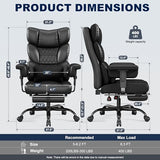 Misolant Big and Tall Office Chair with Footrest, High Back Executive Desk Chair with Adjustable Lift Armrest, 155°Recline，Lumbar Support Pillow, Faux Leather Gaming Chairs for Home or Office Black Misolant