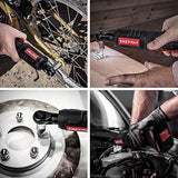 Eastvolt 12V Cordless Electric Ratchet Wrench Set, 3/8 Inch 35 Ft-lbs Power Wrench Tool Kit with Fast Charger, 2.0Ah Lithium-Ion Battery, 7-Pieces 3/8 Inch Metric Sockets and 1/4" Adaptor, Black + Red Eastvolt