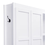 LUMISOL 4-in-1 Farmhouse Hall Tree with Wood Grain Bench and 8 Open Compartments, 62.9" Wide Entryway Bench with Storage Unit and 6 Hooks, Rustic Coat Rack for Hallway Living Room, White LUMISOL