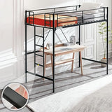 Bonnlo Metal Loft Bed with Stairs and Flat Rung, Junior Loft Bed Twin Size High Loft Bed for Kids/Teens/Adults, No Box Spring Required, Black Bonnlo