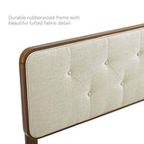 Modway MOD-6233-WAL-BEI Collins Tufted Full Fabric and Wood Headboard, Walnut Beige Modway