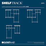 ClosetMaid ShelfTrack Wire Closet Organizer System, Adjustable from 5 to 8 Ft., With Shelves, Clothes Rods, Shoe Shelf, Hardware, Durable Steel, White ClosetMaid