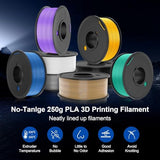 SUNLU PLA Filament 1.75mm Bundle, 3D Printer Filament Bundle 250g, 8 Rolls, 2kg Total, Black+White+Grey+Transparent+Red+Klein Blue+Sunny Orange+Green