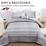 WONGS BEDDING Grey Comforter Set Twin, Reversible Gray Boho Down Alternative Comforter Set for All Season - 2 Pieces (1 Comforter + 1 Pillowcase), Microfiber Bedding Filling Duvet Set 68"x86" WONGS BEDDING