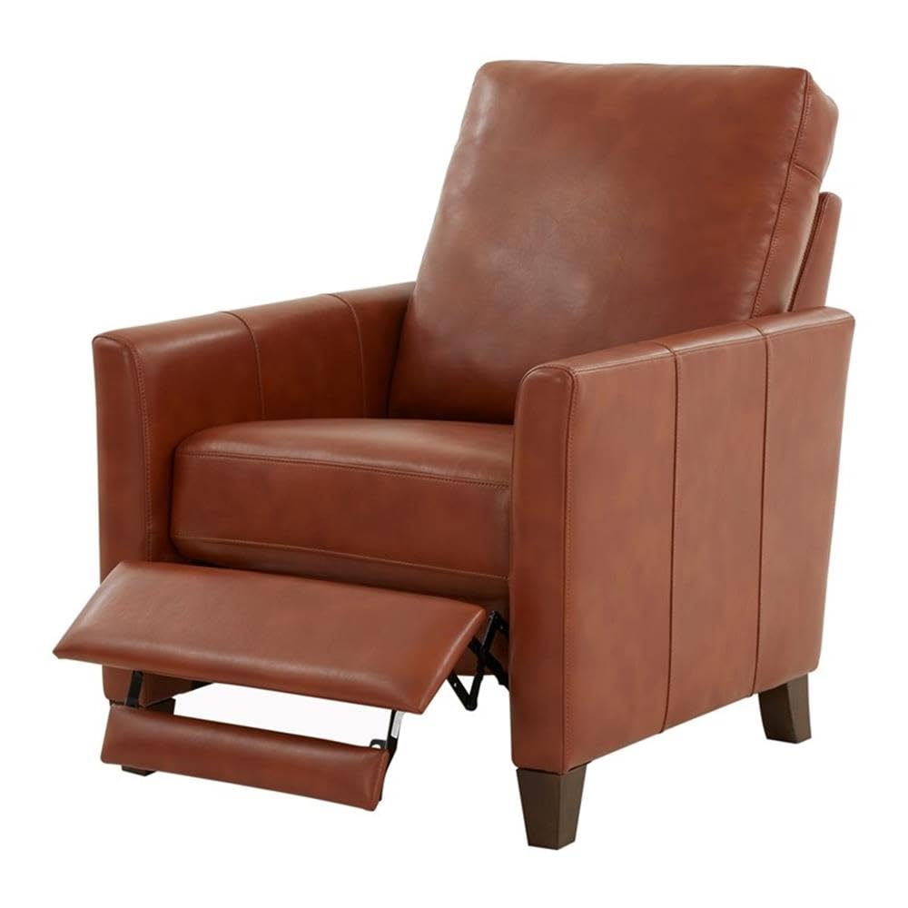 Comfort Pointe Penny Caramel Brown Faux Leather Modern Push Back Recliner Comfort Pointe