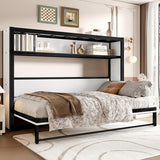 FAMIKITO Twin Size Murphy Bed, Wall Beds with Storage Shelf, Hidden Bedframe for Guest Room, Study, Home Office, Bedroom, Space Saving, White FAMIKITO