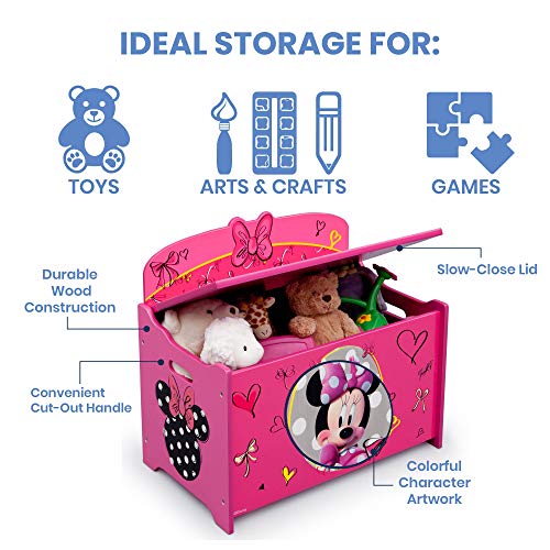 Delta Children Deluxe Toy Box, Disney Minnie Mouse - WoodArtSupply