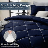 HEVUMYI Full Comforter Set - 7-Piece All Season Bed in a Bag Full, Ultra Soft Bedding Set with Comforter, Flat Sheet, Fitted Sheet, Pillowcases, Pillow Shams, Navy Blue & Light Grey HEVUMYI