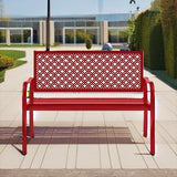 Best Choice Products Outdoor Bench 2-Person Metal Steel Benches Furniture for Garden, Patio, Porch, Entryway w/Geometric Backrest, 790lb Capacity - Rose Red Best Choice Products