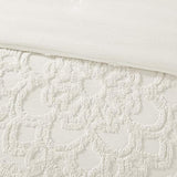 Madison Park Laetitia 100% Cotton Duvet Set-Chenille Tufted Medallion Design All Season Cozy Bedding Shabby Chic Comforter Cover, Matching Shams, Full/Queen (90 in x 90 in), Floral Off White Madison Park