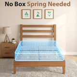 Sweetcrispy Solid Wood Bed Frame - Twin Size Mattress Foundation with Headboard, No Box Spring Needed with 1100LBS Sturdy Wooden Slats Support, Noise Free, Easy Assembly Sweetcrispy