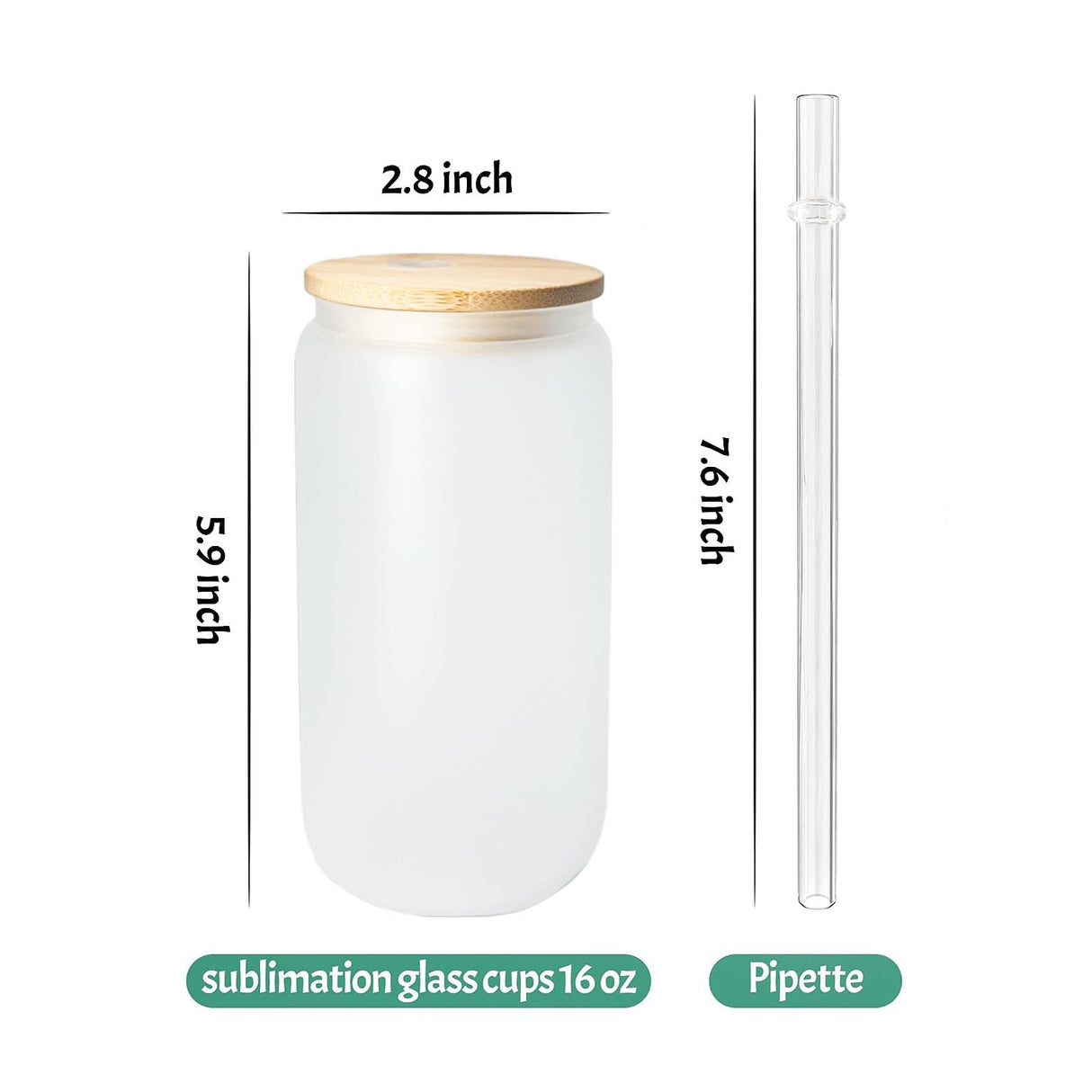 ZREGGUR 25 packs 16oz Sublimation Glasses with Bamboo Lid and straw,Can Shaped Glass Cups, Beer Glasses, Iced Coffee Glasses, Cute Tumbler Cup, Ideal for Cocktail, Whiskey （Frosted） ZREGGUR