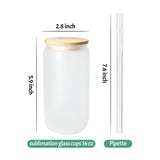 ZREGGUR 25 packs 16oz Sublimation Glasses with Bamboo Lid and straw,Can Shaped Glass Cups, Beer Glasses, Iced Coffee Glasses, Cute Tumbler Cup, Ideal for Cocktail, Whiskey （Frosted） ZREGGUR