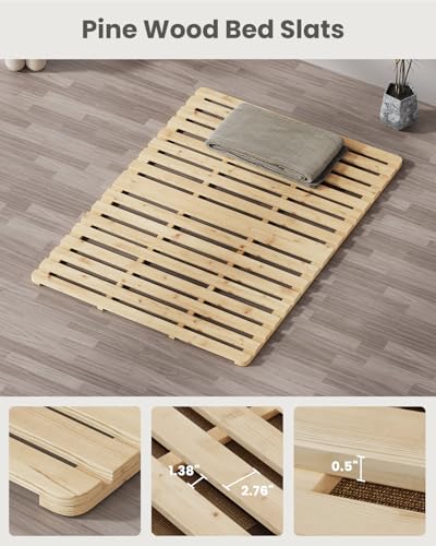 Meulbaty Bed Plate, Guest Tatami Bed Frame,Japanese Tatami Mat, Foldable Wood Slatted Floor Bed Frame for Futon Mattress, Breathable Moisture-Proof Floor Sleep Bedding (Full) Meulbaty