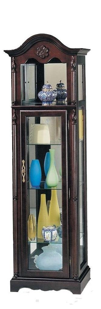 Acme Lindsey Wooden Frame Curio Cabinet with Glass Door in Cherry