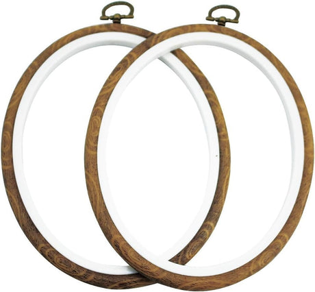 guofa 6.7'' Oval Embroidery Hoops- 2PCS 17x13CM Decorative Cross Stitch Hoops, Imitated Wood Resin Embroidery Frame Hoop for Art Craft Sewing guofa