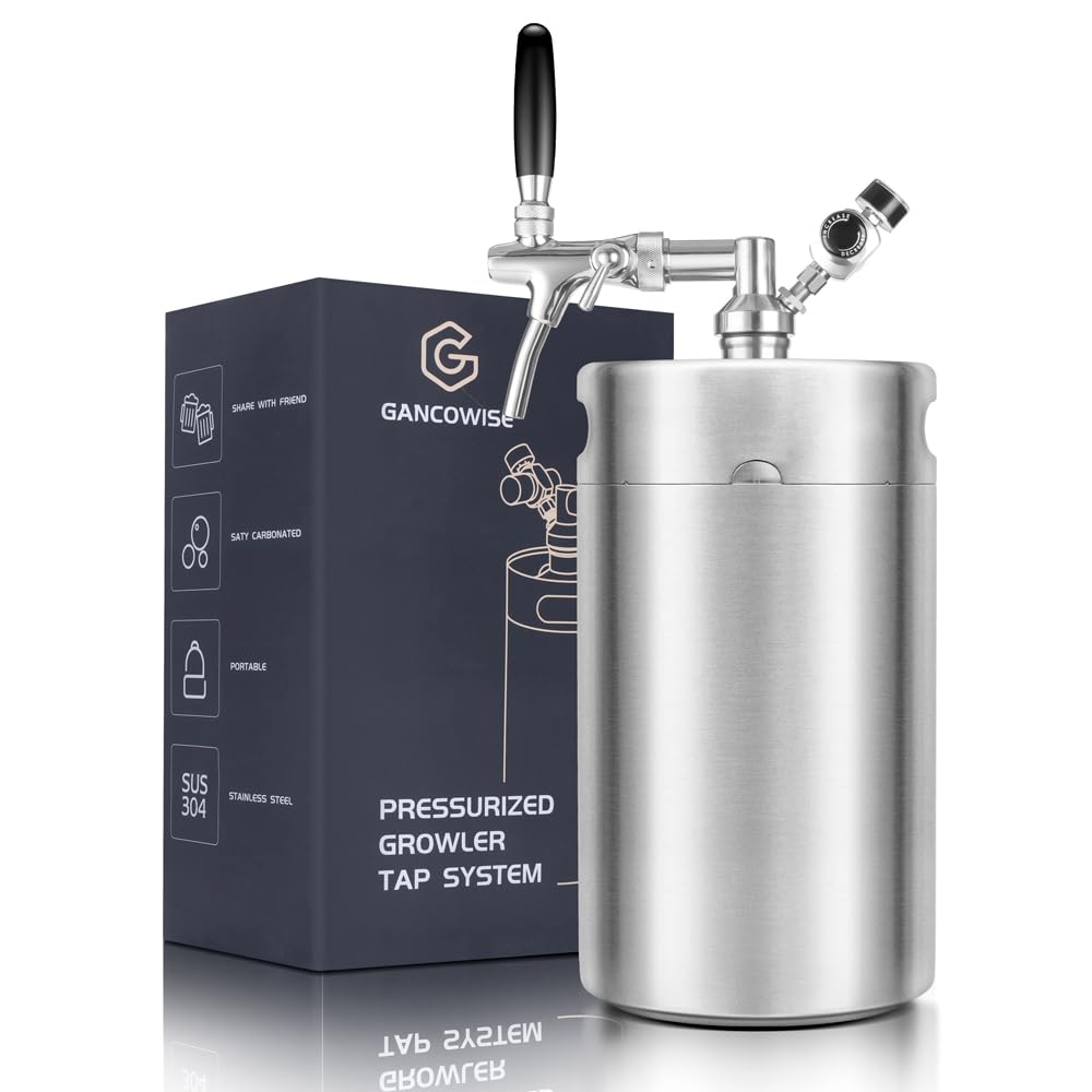 270OZ Mini Keg Growler, Pressurized Home Dispenser System with Adjustable Faucet Keeps Carbonation and Fresh for Homebrew, Craft and Draft Beer Gancowise