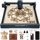 WIZMAKER Wand 12W Laser Engraver, 300×300mm High-Power Diode Laser Cutter for Wood, Leather, Paper, MDF, Felt, Coated Metals, Dark Acrylic, DIY, Small Business Projects WIZMAKER