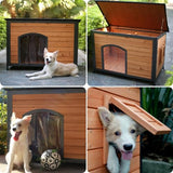 Luyitton Dog House Outdoor 34.3" L Chew Proof Dog Kennel for Small Medium Dogs with Strong Metal Chew Proof Frame Raised Design luyitton