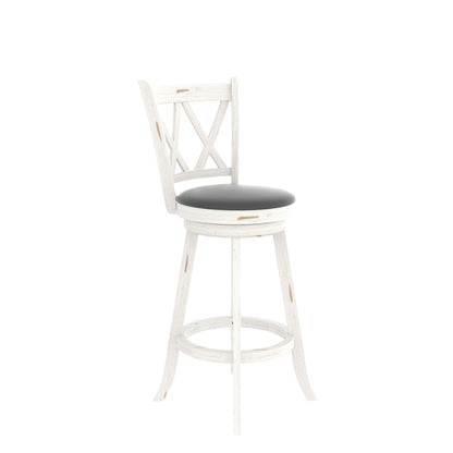 Betterhood 29" Bar Height Swivel Stools - High Back Swivel Barstools with Upholstered Seat & Solid Wood Footrest, Counter Bar Chairs for Kitchen Island & Pub (White, Set of 2) - WoodArtSupply