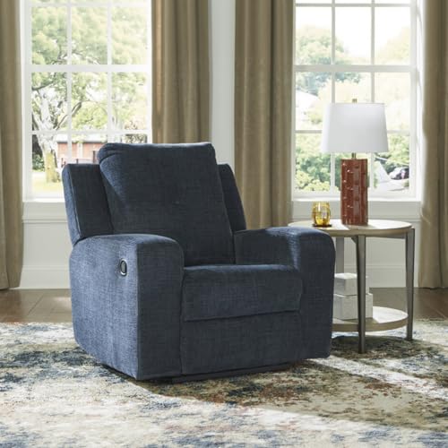 Signature Design by Ashley Danum Casual Manual Tufted Wall Hugger Recliner with Track Arms, Blue
