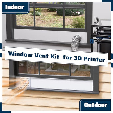 Pearwow Window Vent Kit for 3" and 4" Vent Hose,Adjustable Window Vent Panels with Louvered Vent Cover,Switchable Hood for 3"/4" Exhaust Ventilation of Dryer,Laser Engraver & 3D Printer Enclosure Pearwow