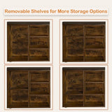 DINZI LVJ Shoe Storage Bench with Cushion, Cubby Shoe Rack with 12 Cubbies, Adjustable Shelves, Multifunctional Shoe Organizer Bench for Entryway, Mudroom, Hallway, Closet and Garage, Rustic Brown DINZI LVJ