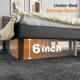 VINGLI Full Bed Frame with Headboard,Upholstered Platform Bed with Adjustable Headboard,Heavy Duty Slats Support,Mid Century Modern,Noise Free, No Box Spring Needed, Dark Gray VINGLI