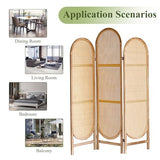 Leesinwing Room Divider Panel, 3 Panel Roomdivider Wall, Wood Room Dividers and Folding Privacy Screens, Rattan Partition Room Dividers, Privacy Dividers for Rooms, Bedroom, Dining Room, Light Brown Leesinwing